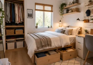 how to organize a small bedroom