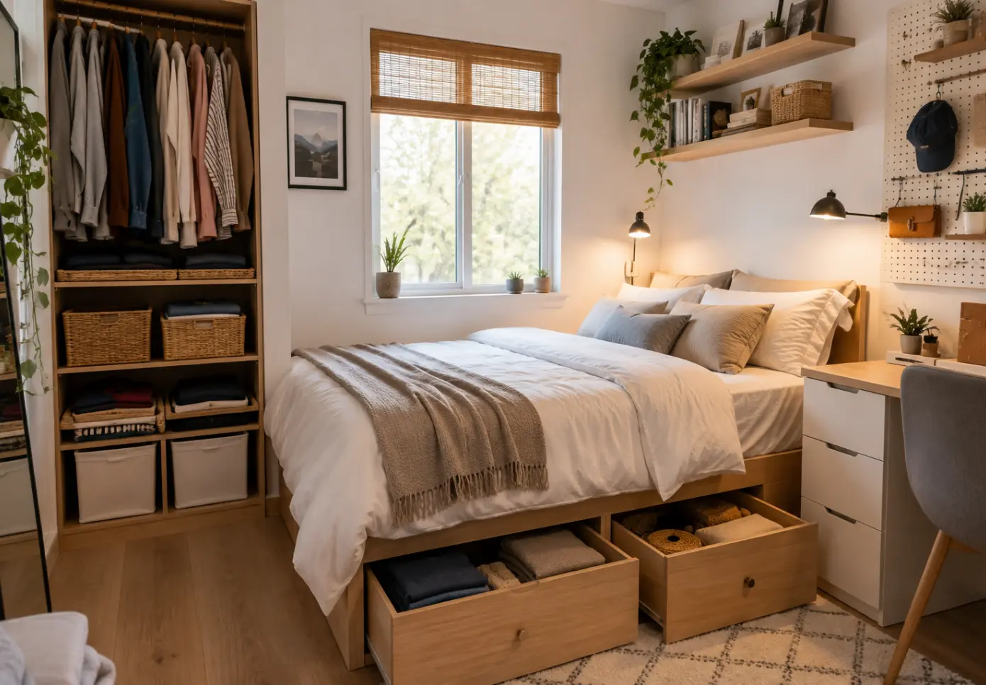 how to organize a small bedroom